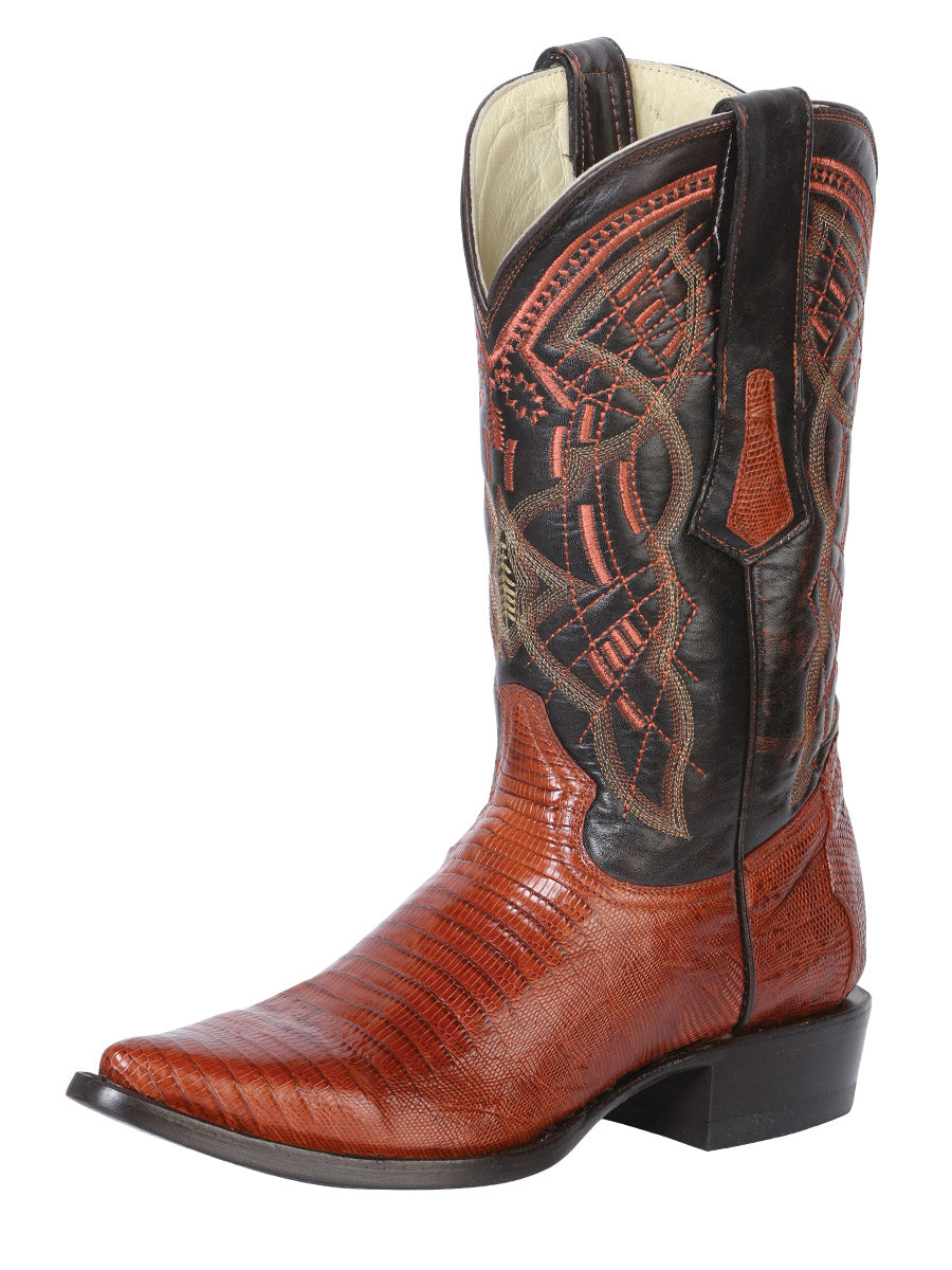 Cognac Teju Lizard Cowboy Boot Snip Toe