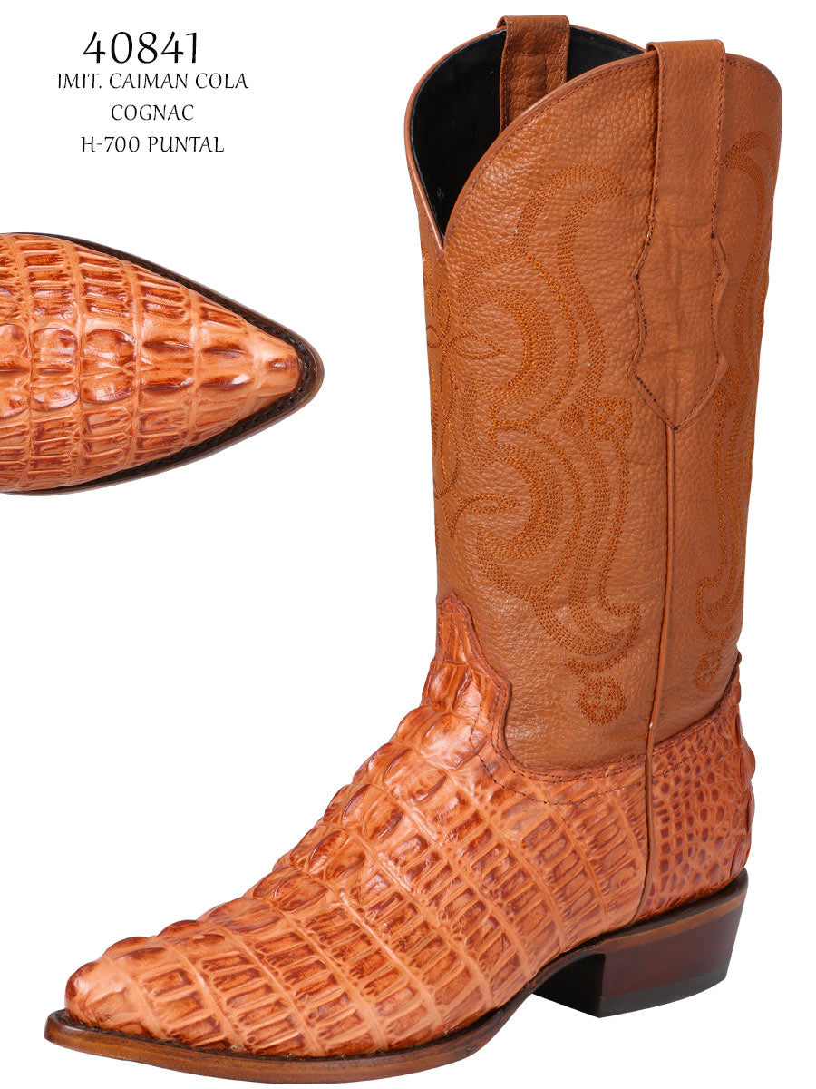 Bota Grabada Cola Caiman Cognac Horma Puntal ZD40841