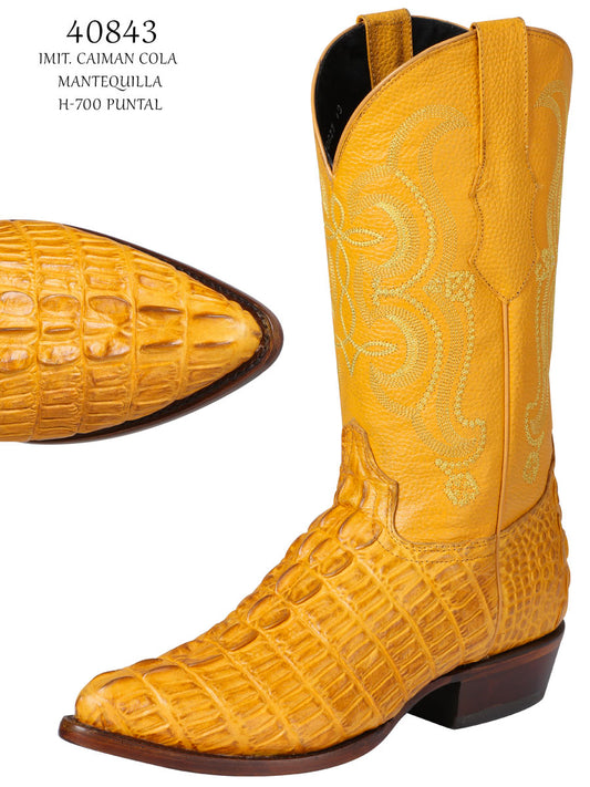 Caiman Tail Engraved Boot for Men