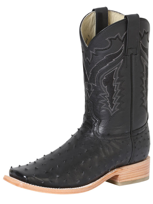 Black Full Quill Ostrich Boot Toe Shape Texas ZD42153