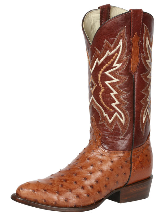 Cognac Full Quill Ostrich Boot J-Toe ZD43167