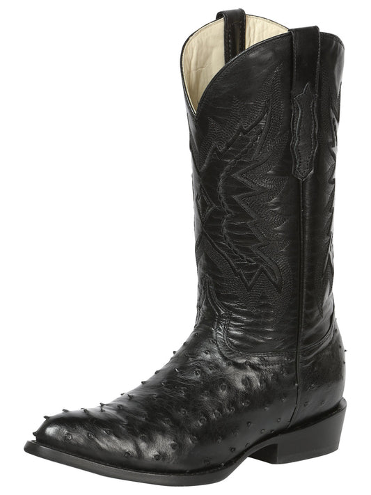 Black Full Quill Ostrich J-Toe Boot ZD43168