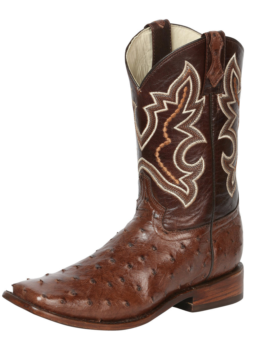 Brown Full Quill Ostrich Boot Rodeo Toe ZD43172